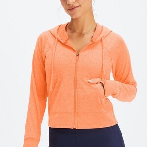 Fabletics Orange Long Sleeve Crop Hoodie